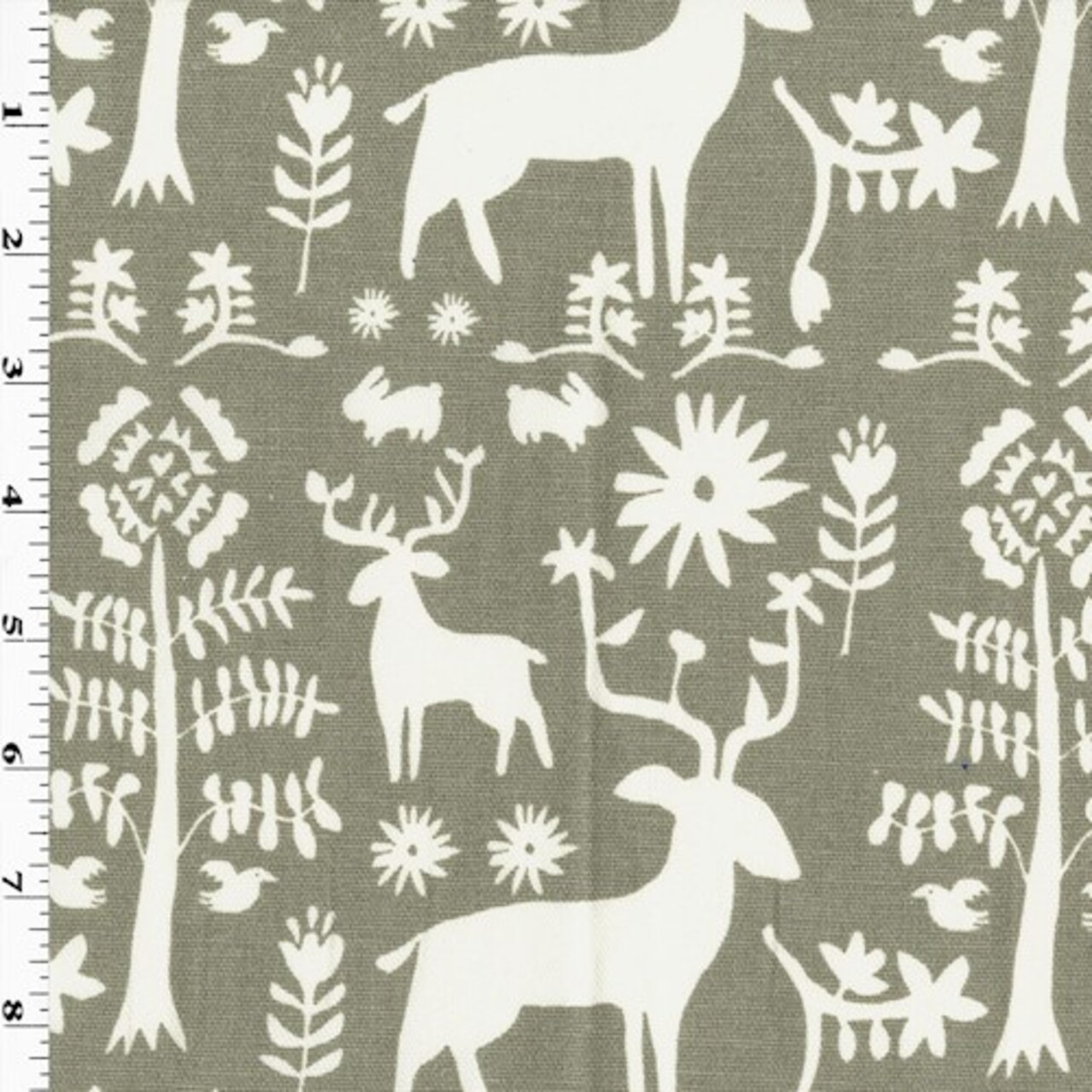 Gray/White Premier Deer/Tree Printed Canvas Decor Fabric By the Yard